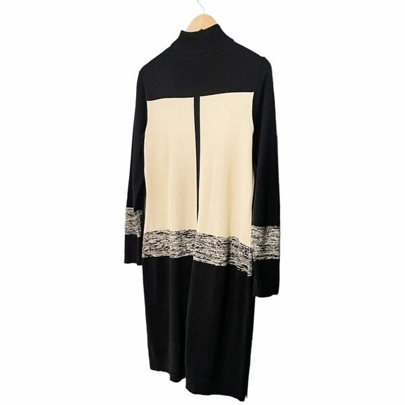 Narciso Rodriguez Colorblock Turtleneck Sweater Dress Black Cream Size Large - Picture 7 of 11